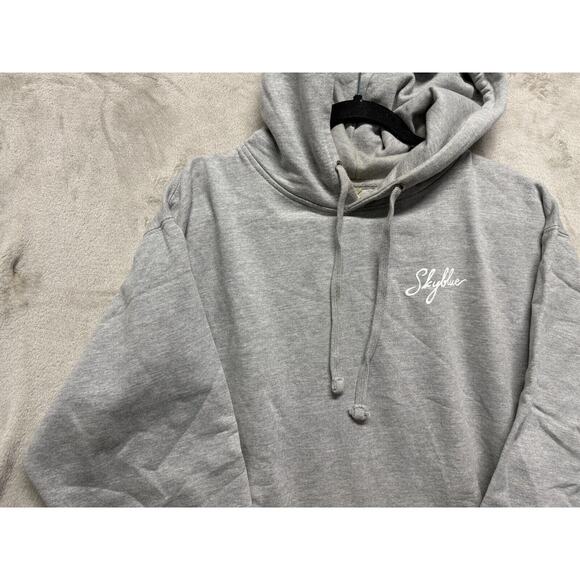 SkyBlue Grey Hoodie Mens Large - Picture 3 of 16